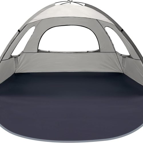 Beach Tent Anti-UV Portable Sun Shade Shelter for 3/4/6/8 Person, Extendable Floor with 3 Ventilating Mesh Windows Plus Carrying Bag, Stakes and Guy Lines