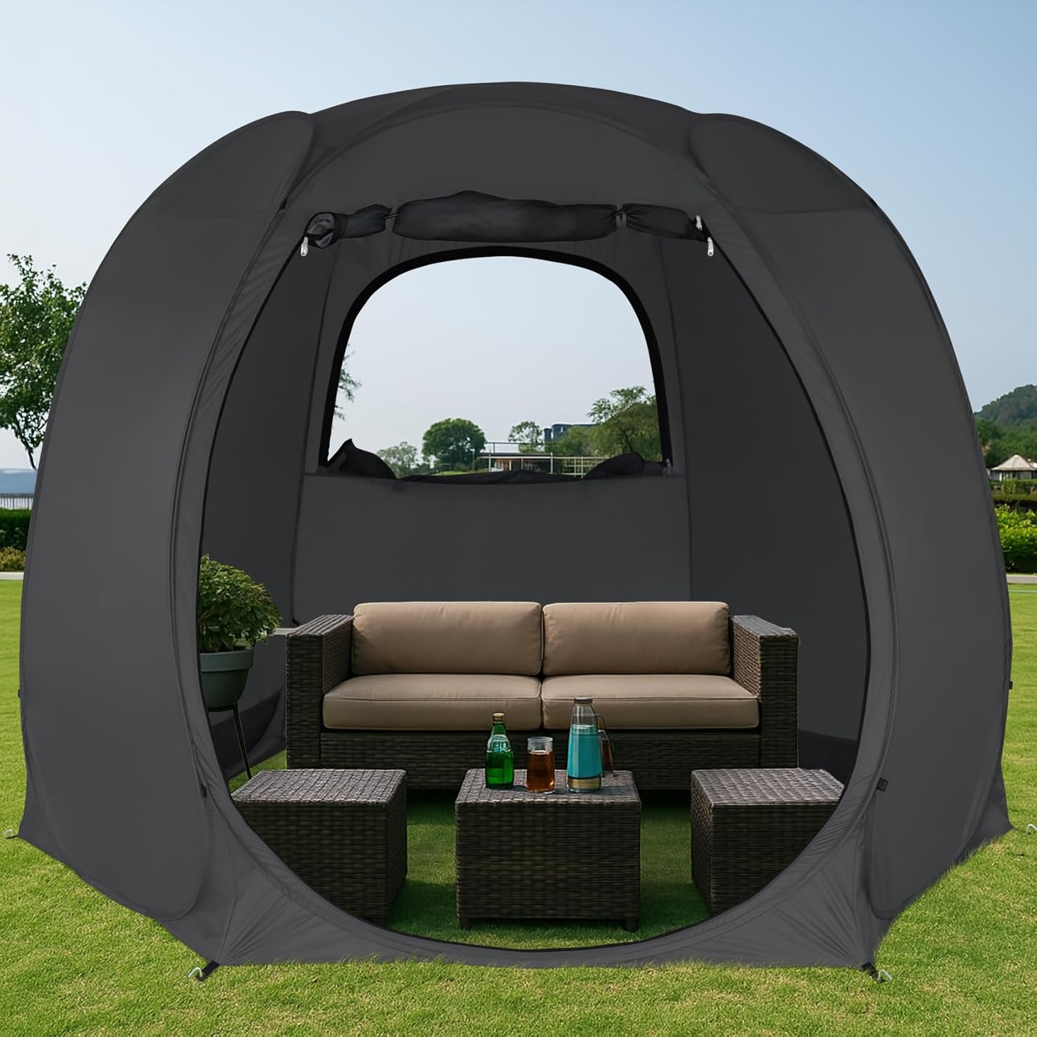 71EAFmZPE8L._AC_SL1500_.jpg Pop Up Screen Tent House Room Instant Outdoor Camping Canopy Sun Shelter Gazebo for Patio, Backyard & Deck, Privacy Tent(2-10 People, 8'x8' 10'x10' 12'x12') - Image 1