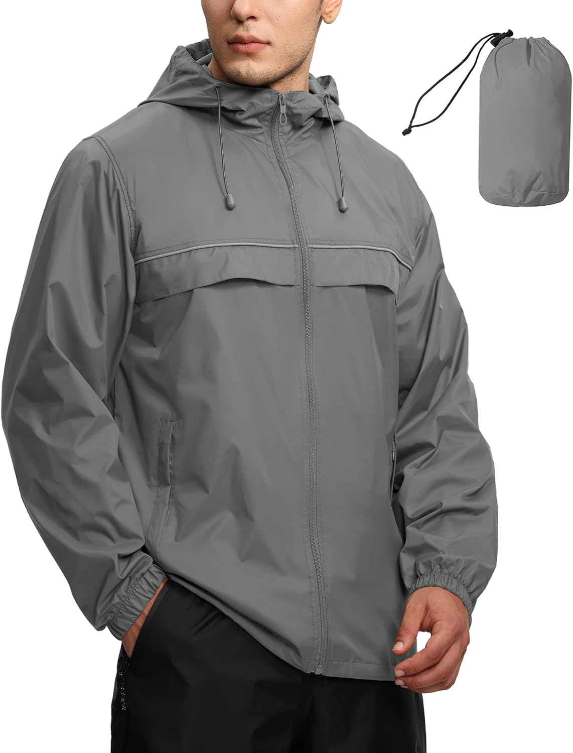 71qumvRNsXL._AC_SL1500_.jpg Mens Waterproof Windbreaker Rain Jacket Lightweight Packable Raincoat with Hood for Golf Hiking Travel S-6XL - Image 1